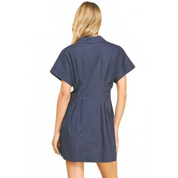 NEW PINCH tucked detail dress in deep navy - Picture 3 of 4